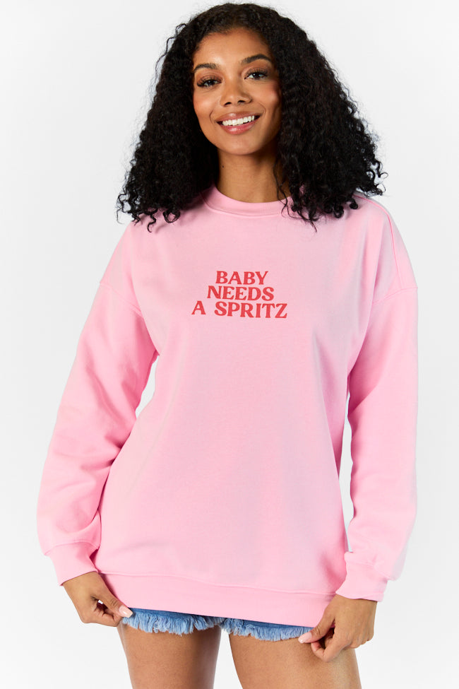 Baby Needs A Spritz Light Pink Oversized Graphic Sweatshirt Authentic Cheap Pice