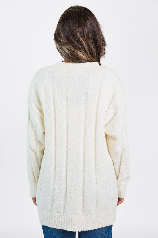 It's All True Ivory Fuzzy Cardigan And Tank Set FINAL SALE