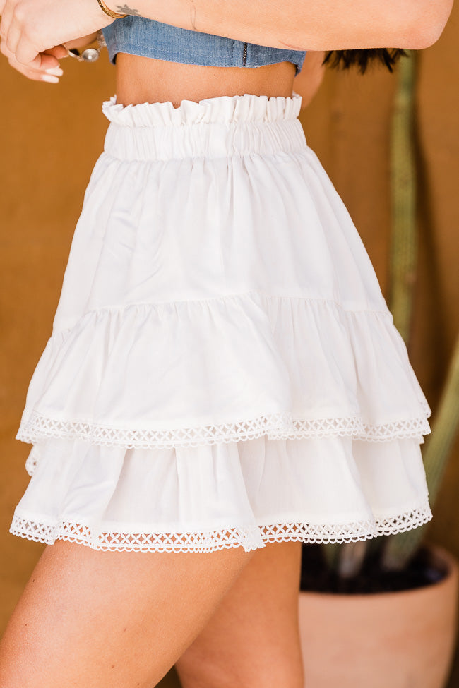 Nothing To Prove Cream Smocked Waist Eyelet Trim Skirt FINAL SALE Free Shipping Buy