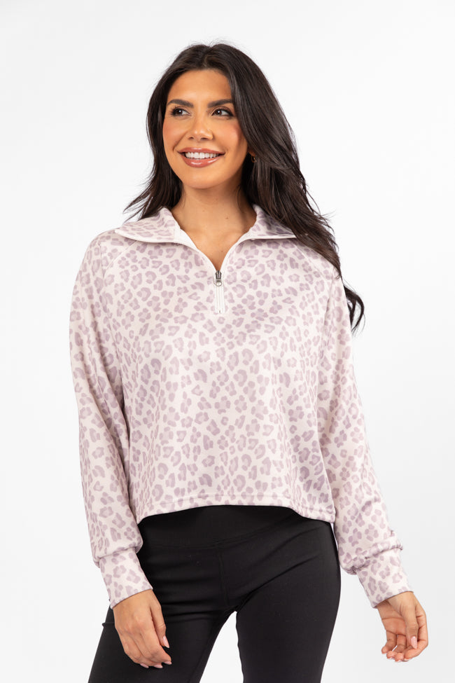 Change Of Heart Leopard Print Scuba Quarter Zip Pullover SALE Amazon Sale Online