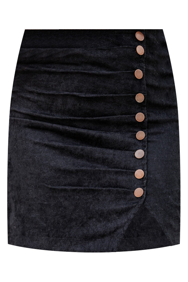 Feels So Right Black Side Button Corduroy Skirt FINAL SALE Best Sale Online