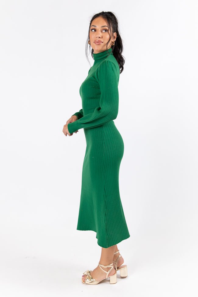 Through The Years Green Turtleneck Midi Dress FINAL SALE Outlet Discount Authentic