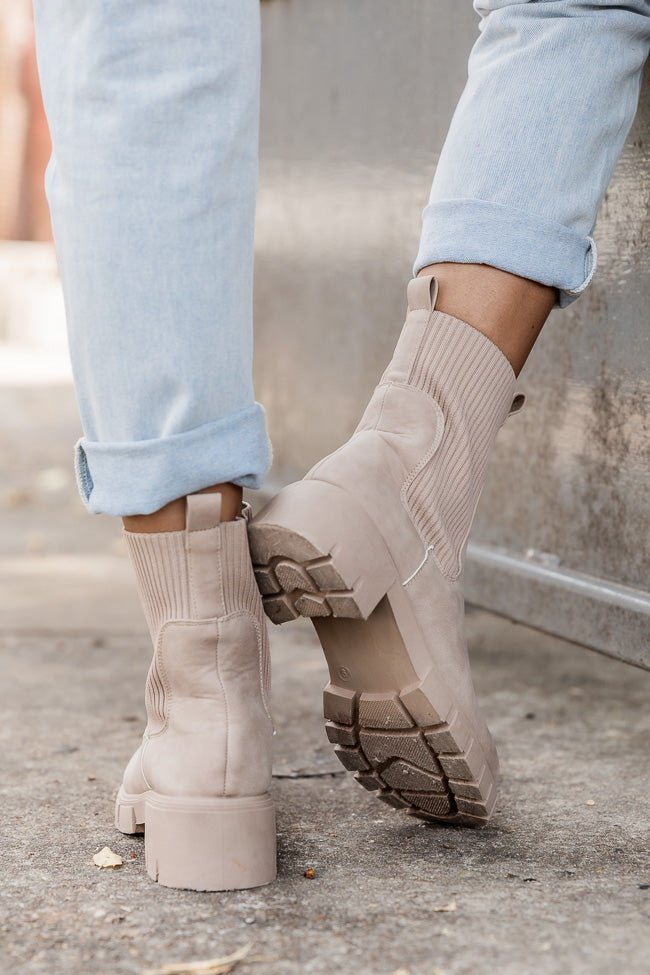 Jazzy Taupe Sock Style Booties FINAL SALE Clearance Recommend