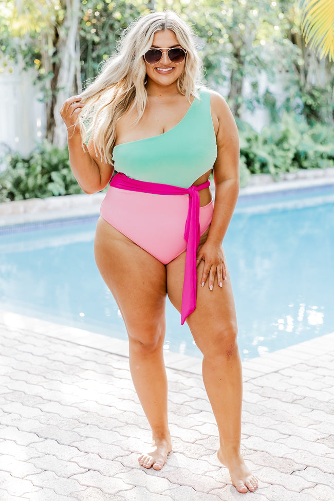 Who I Am Inside Pink And Mint One Piece Swimsuit FINAL SALE Shop For Cheap Pice