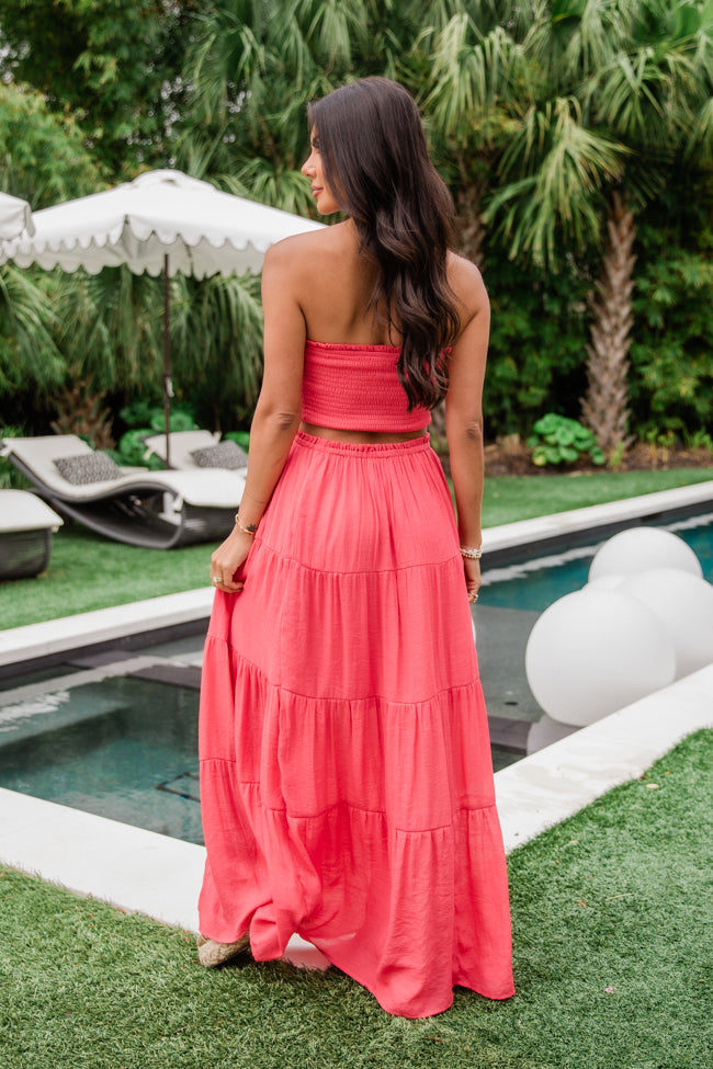 Summer Loving Strapless Red Crop Top And Skirt Set Shop For Cheap Online