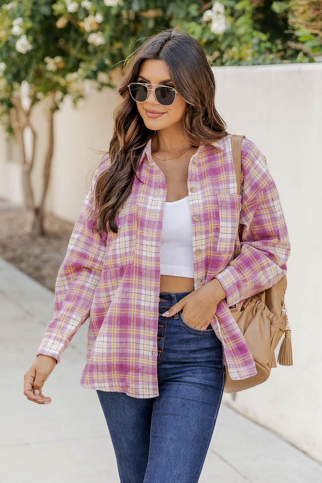 Wishing On Forever Pink Plaid Shacket FINAL SALE Cheap Sale Visit New