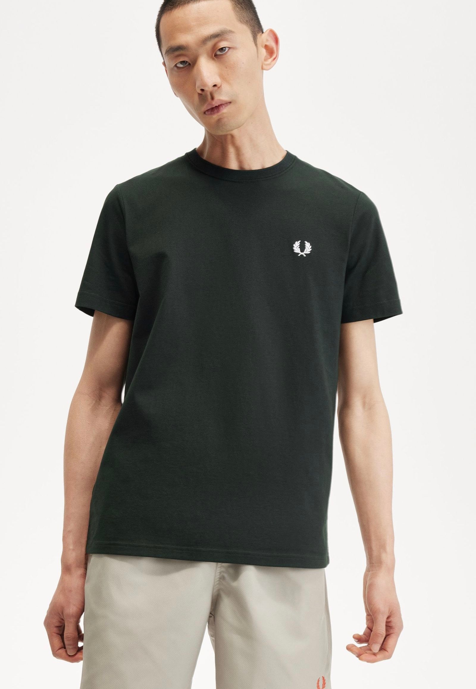 Fred Perry - Crew Neck Night Green/White - T-Shirt Discount Pay With Visa