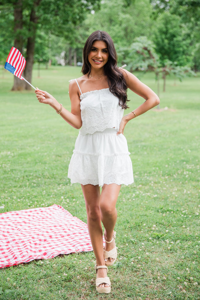 Dockside Dream White Crochet Detail Crop Top Classic For Sale