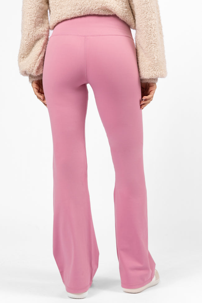 Get Moving Pink Flare Knit Leggings SALE View