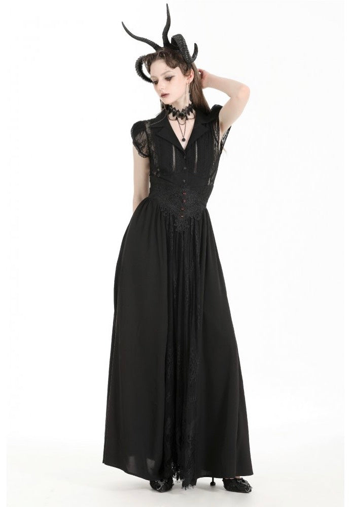 Dark in Love - Gothic Heart Embroidered Black Maxi - Skirt For Sale Finishline