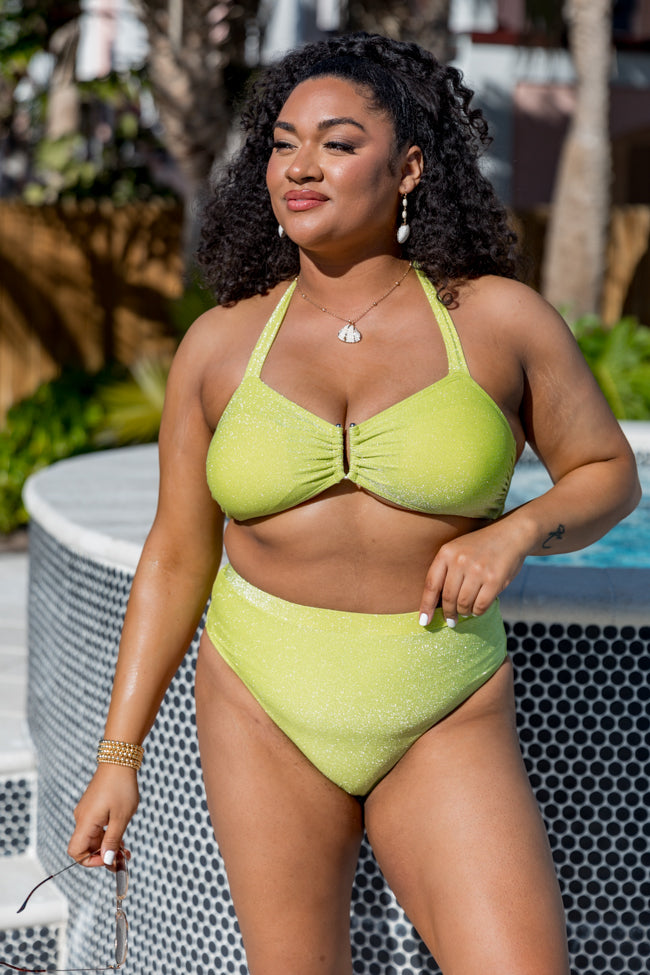 Classic Coastal Green Shimmer Bikini Bottoms FINAL SALE Free Shipping Online