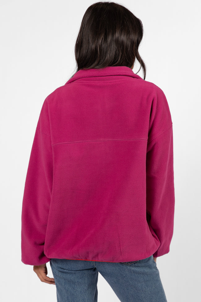 Outside The Box Magenta Contrast Trim Fleece Pullover SALE Outlet