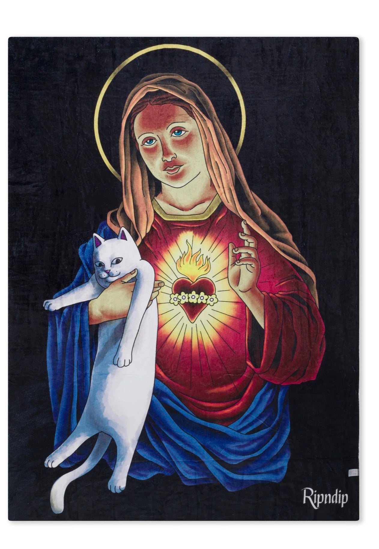 RIPNDIP - Mother Mary Fleece Black - Blanket Free Shipping View