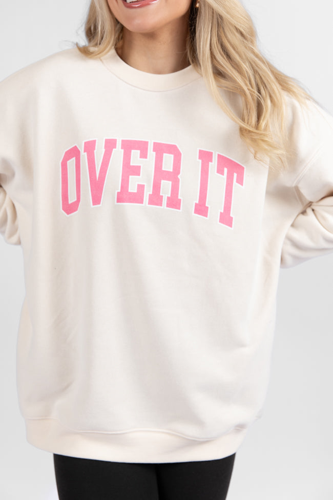 Over It Cream Oversized Graphic Sweatshirt Free Shipping Comfortable