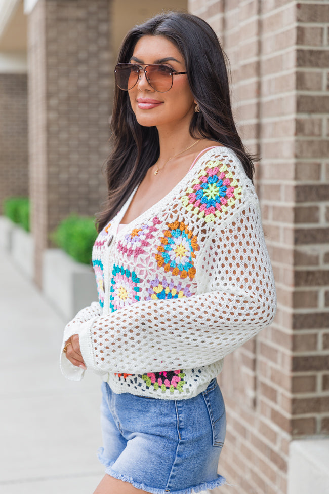 Evermore Elegance Cream Crochet Cardigan 2025 New Sale Online