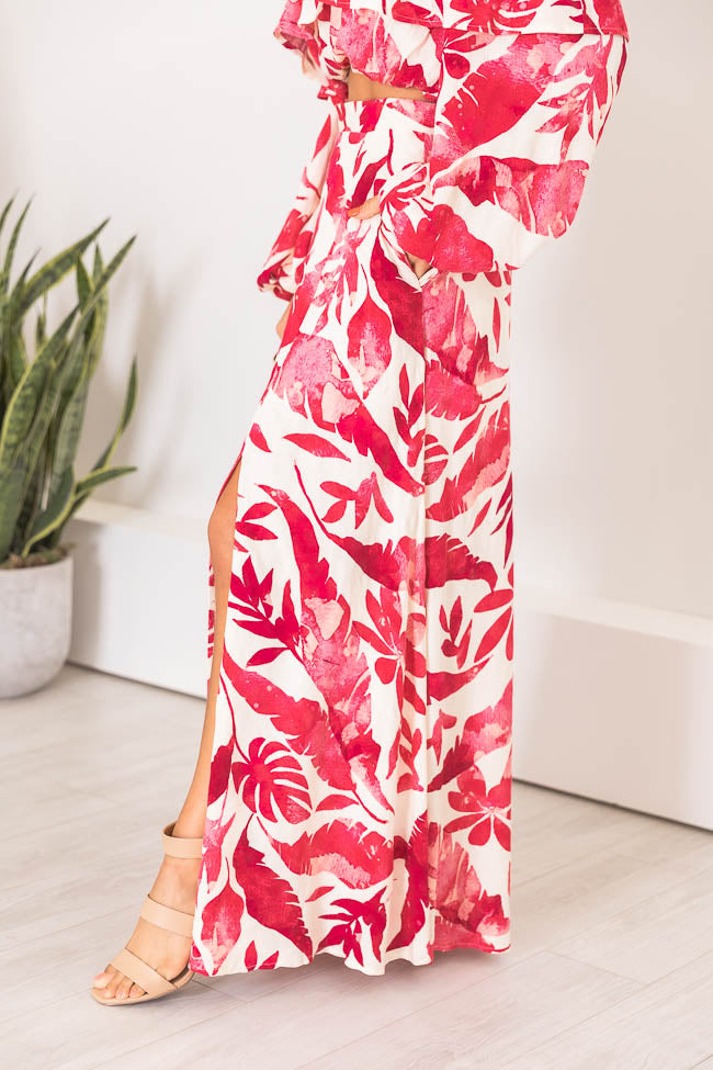 Passport To Paradise Pink/White Printed Maxi Skirt FINAL SALE Real Online