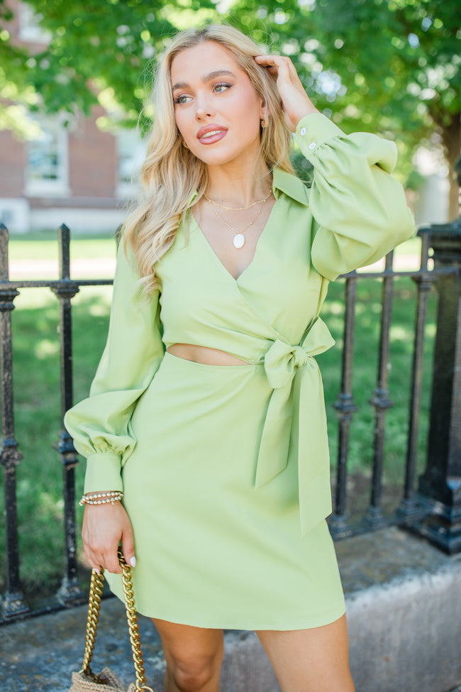 Talk It Out Lime Side Cutout Tie Detail Dress FINAL SALE For Cheap Online