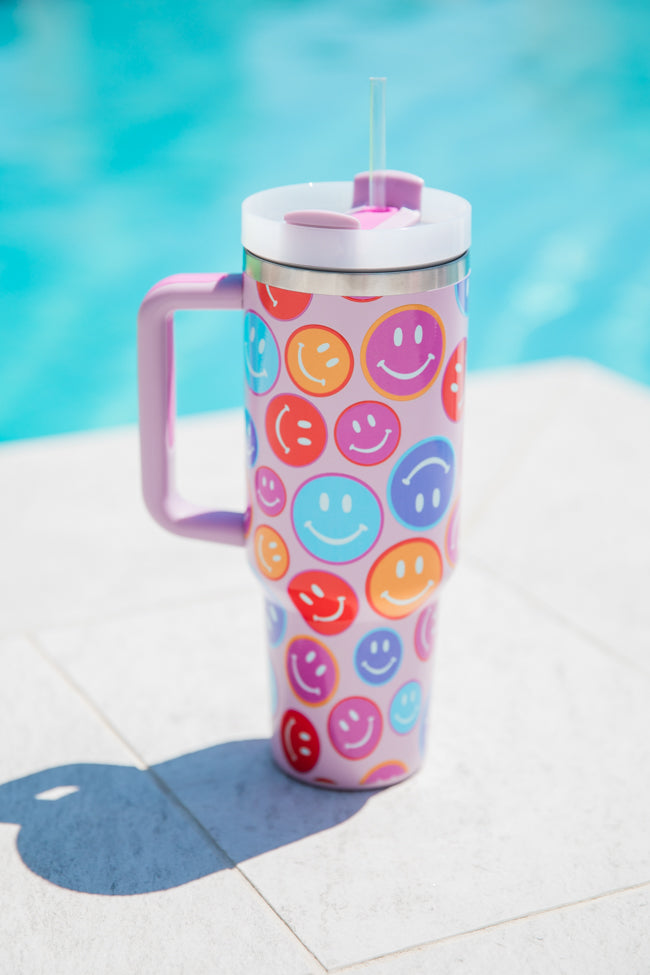 Sippin' Pretty Multi-Smiley 40oz Drink Tumbler With Lid And Straw