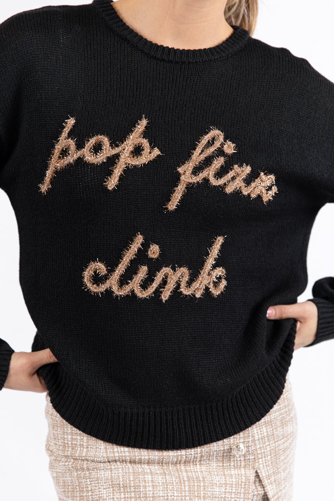 Pop Fizz Clink Black Sweater SALE Low Pice