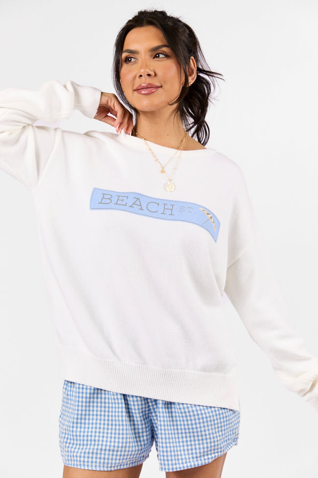 Beach Street Ivory Sweater Fashionable For Sale