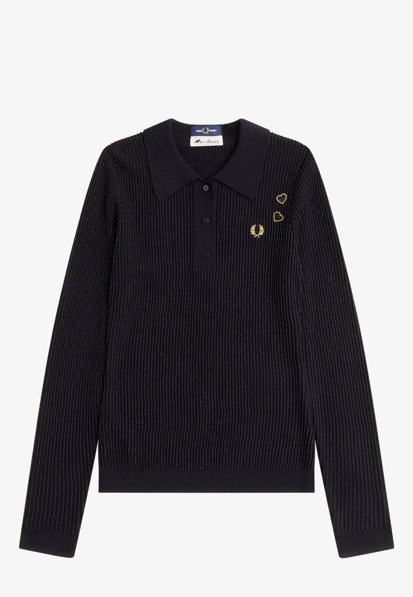 Fred Perry x Amy Winehouse - Metallic Ribbed Knitted Black - Longsleeve Cheapest Pice For Sale