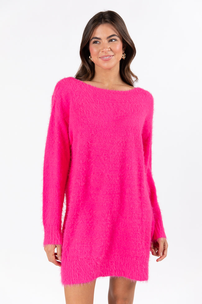 Days Go By Hot Pink Fuzzy Knit Sweater Dress FINAL SALE Pices For Sale