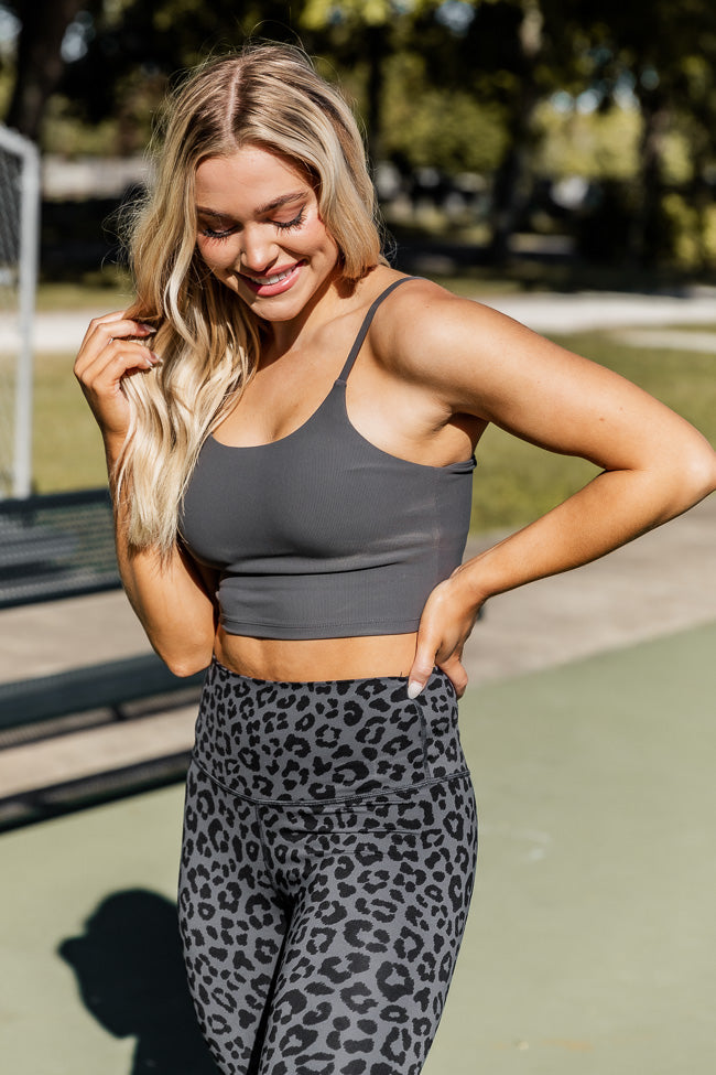 Rise And Grind Charcoal Ribbed Bra Top FINAL SALE Discount Explore