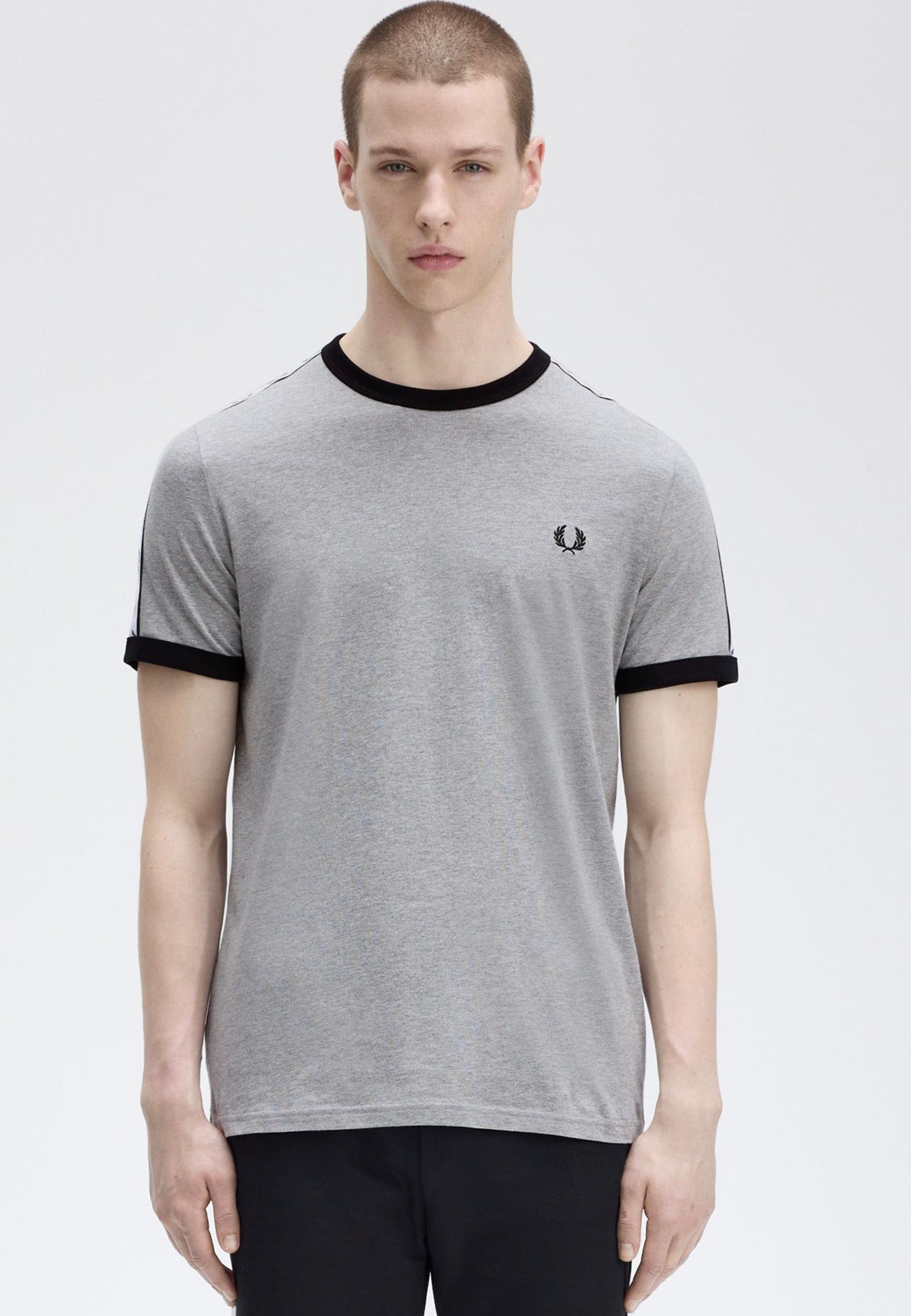 Fred Perry - Taped Ringer Steel Marl - T-Shirt 100% Original Sale Online