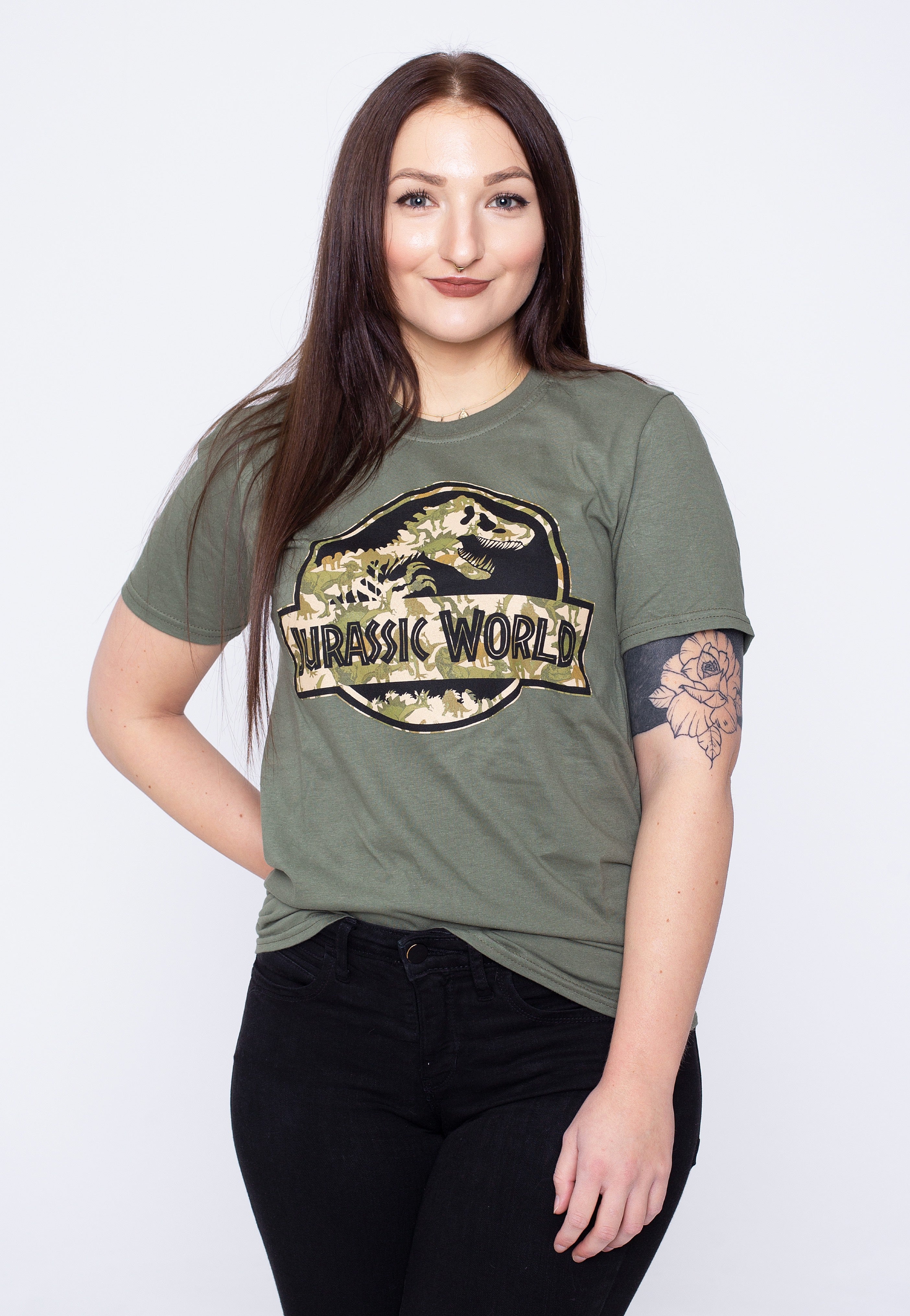 Jurassic Park - Camo Logo Green - T-Shirt Sale With Credit Card