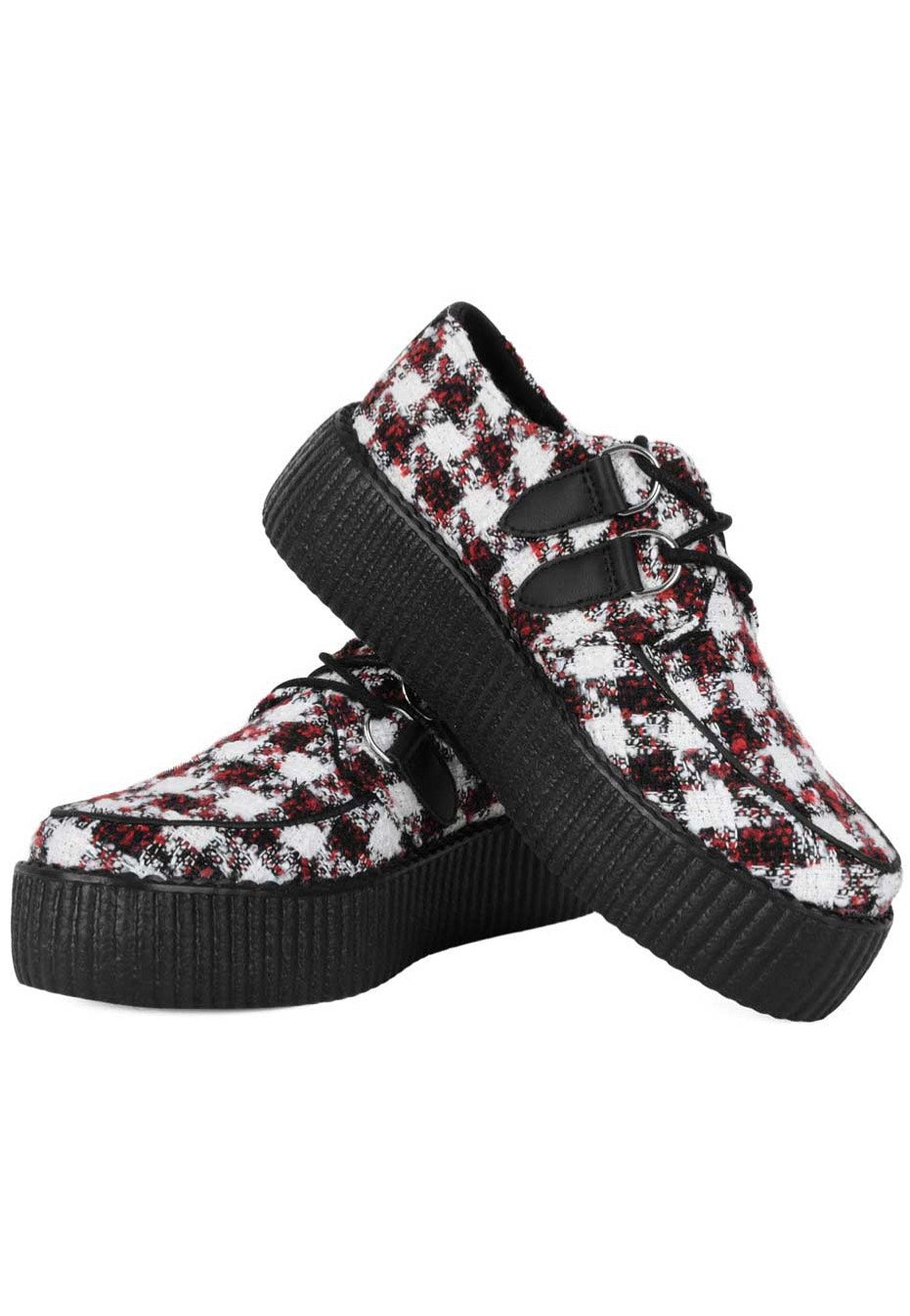 T.U.K. - Viva Mondo Creeper Black/White/Red Textile - Girl Shoes Cheap With Mastercard