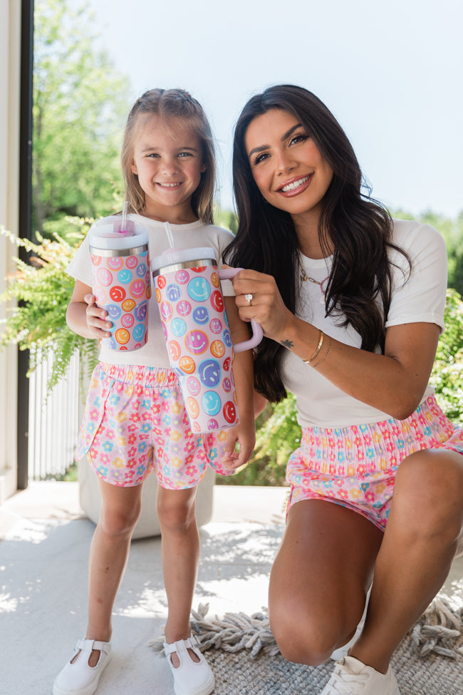 Kid's Errands to Run Multi Floral Check High Waist Shorts FINAL SALE