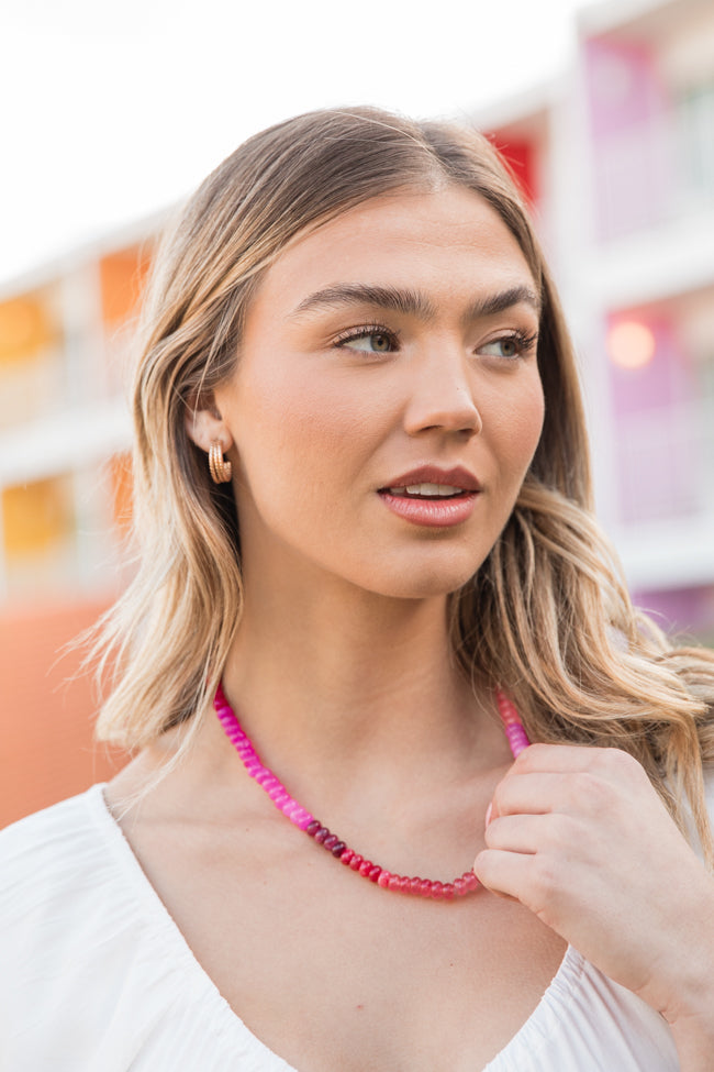 Pink and Red Beaded Necklace Ebay Online