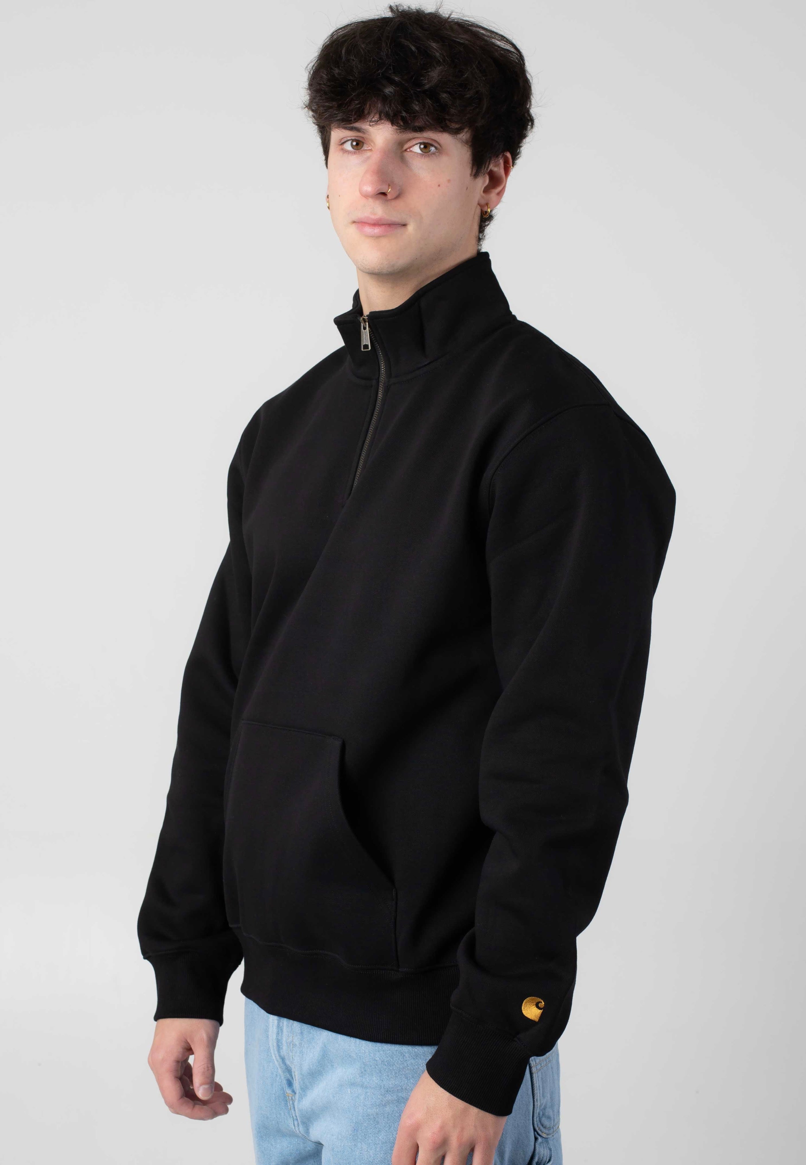 Carhartt WIP - Chase Neck Zip Black/Gold - Sweater Discount Manchester