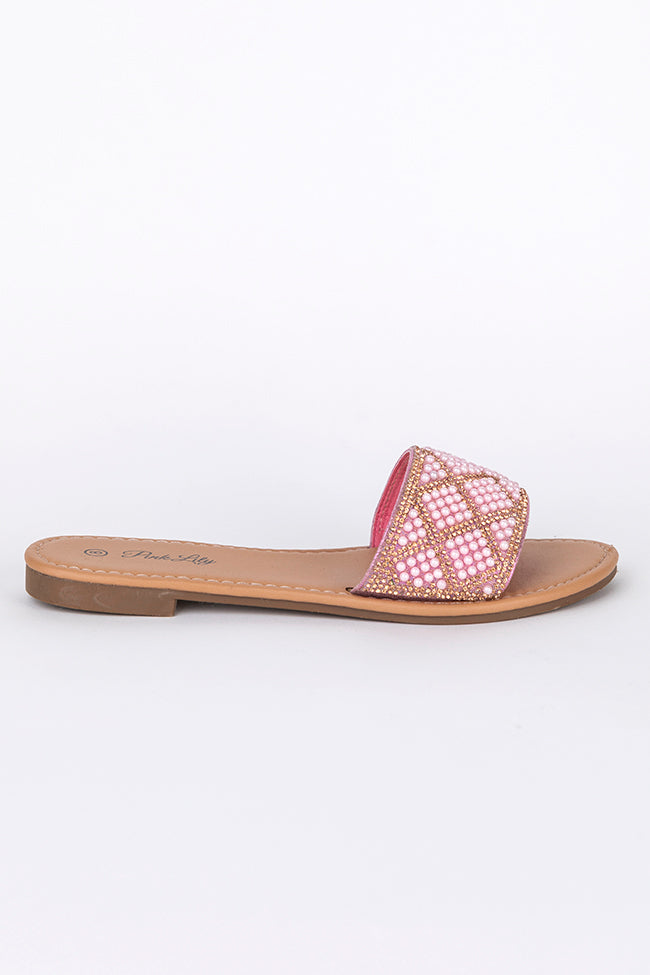 Izzy Pink Embellished Slides FINAL SALE 100% Original Online