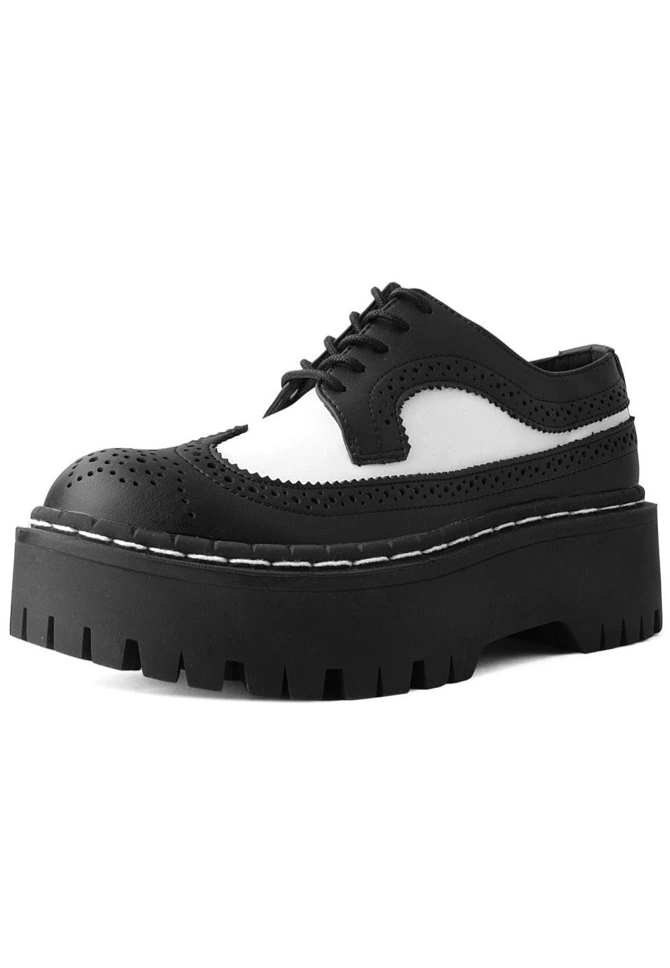 T.U.K. - Double Decker Brogue Lace Up Black/White - Girl Shoes Clearance Amazing Pice