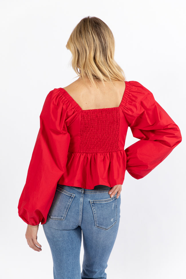 I Heart You Red Heart Shape Woven Blouse Kalee Rogers X Pink Lily FINAL SALE Brand New Unisex Sale Online