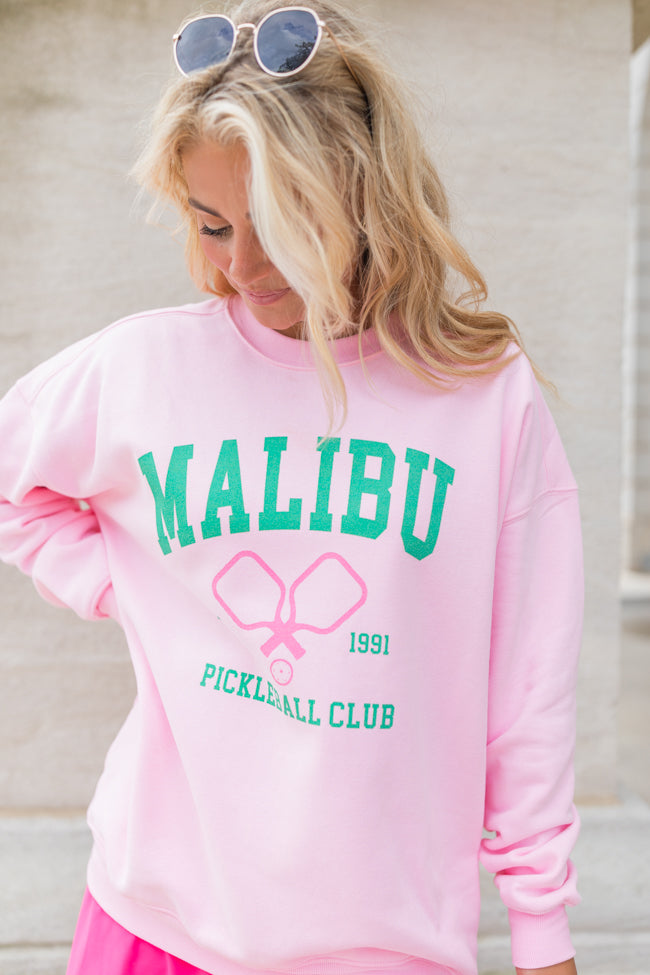 Malibu Pickleball Light Pink Oversized Graphic Sweatshirt Cheap Pice Original