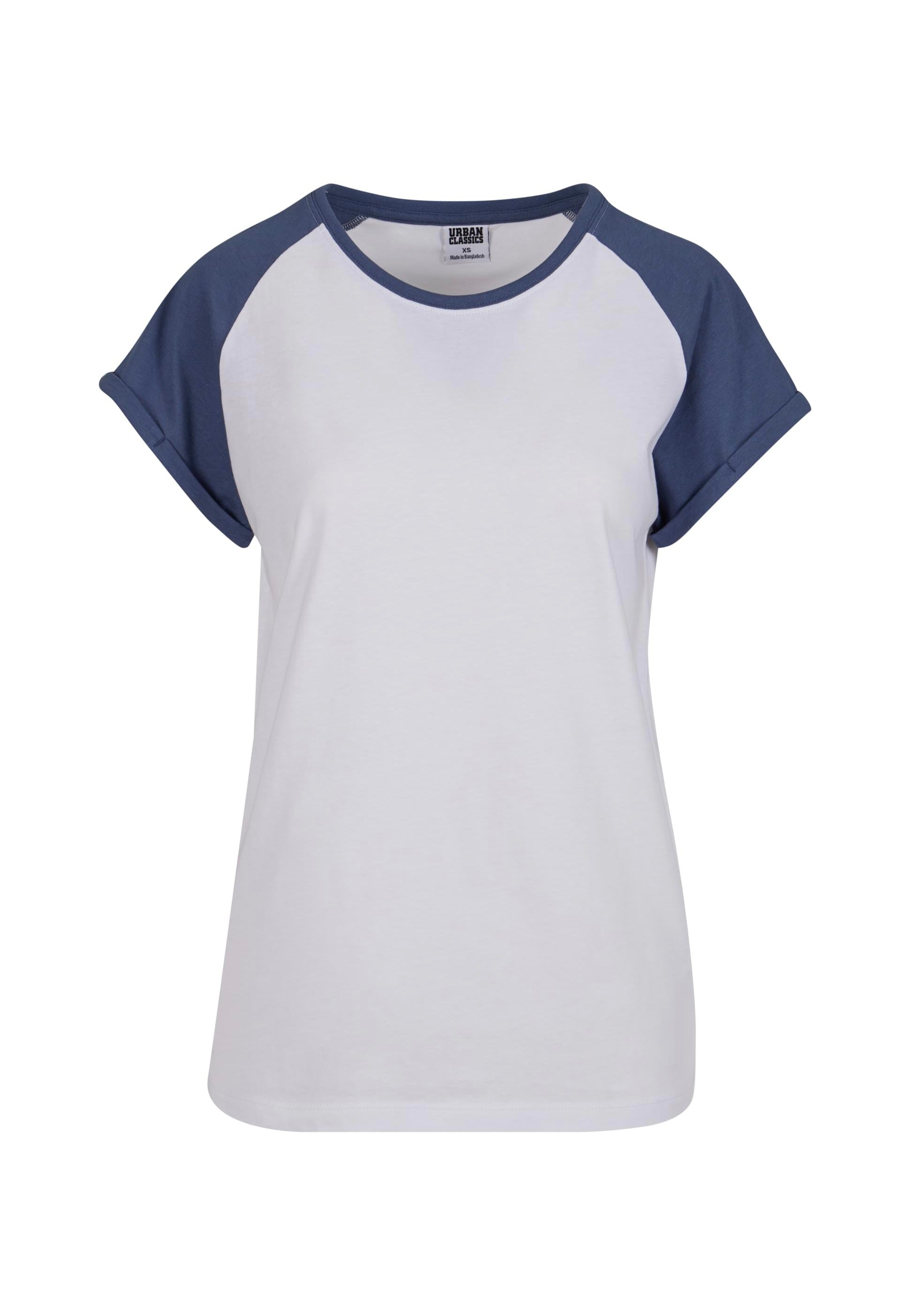 Urban Classics - Ladies Contrast Raglan White/Vintageblue - T-Shirt 100% Original Online