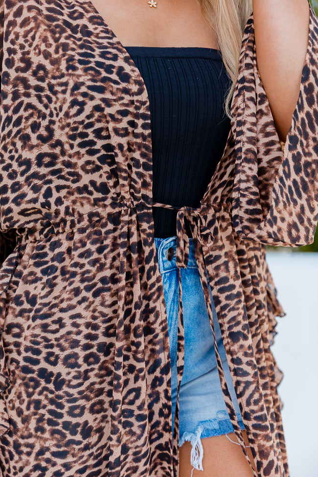 Back With You Brown Leopard Print Kimono Sale Wiki