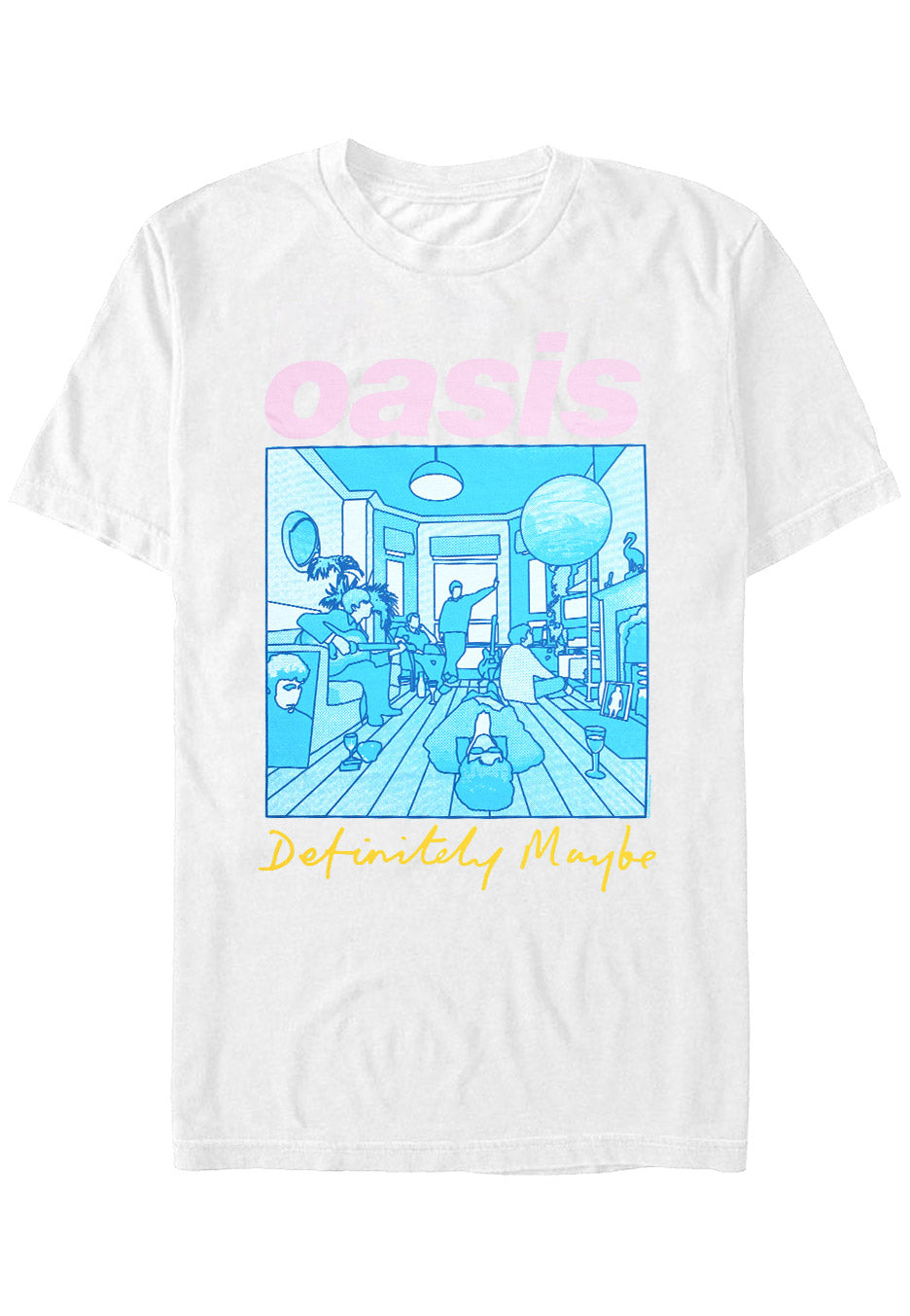 Oasis - Definitely Maybe Illustration Colour White - T-Shirt 100% Authentic Sale Online