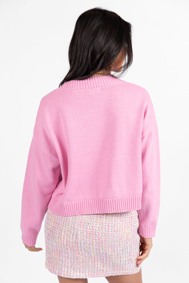 Means To Me Pink Bow Embellished Button Cardigan Sale Online Cheap