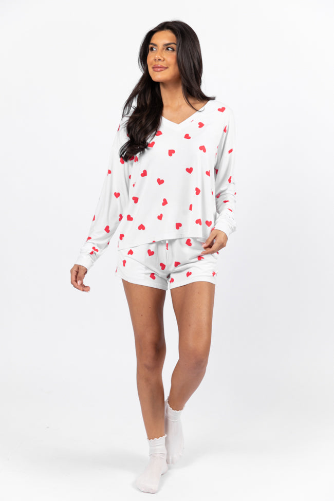 Dreaming Of You Heart Printed Pajama Set FINAL SALE With Mastercard For Sale