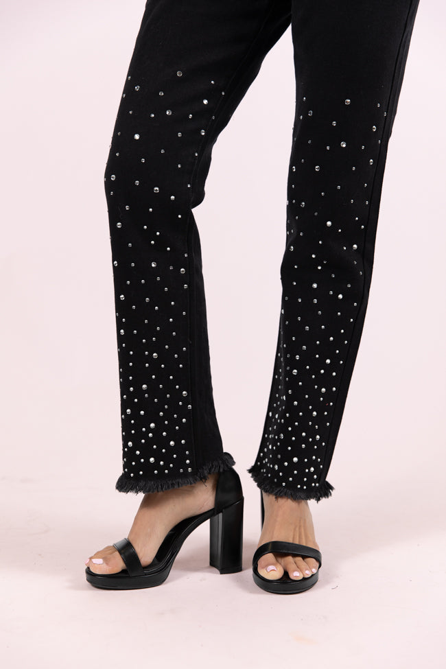 LaDonna Black Rhinestone Detail Jeans SALE Best