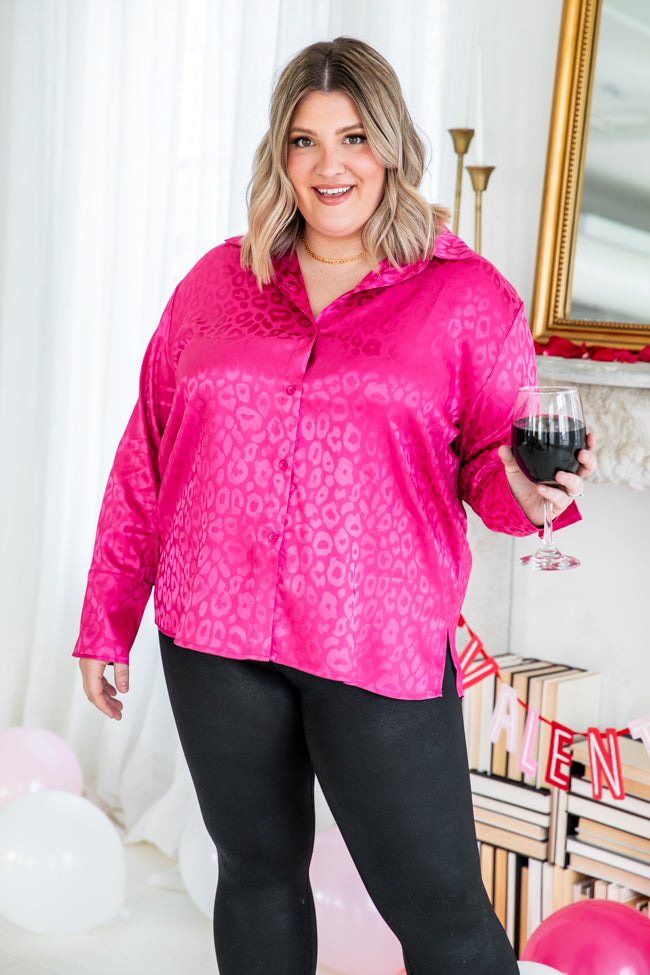 Already Spoken For Pink Leopard Print Satin Blouse FINAL SALE Cheap Eastbay