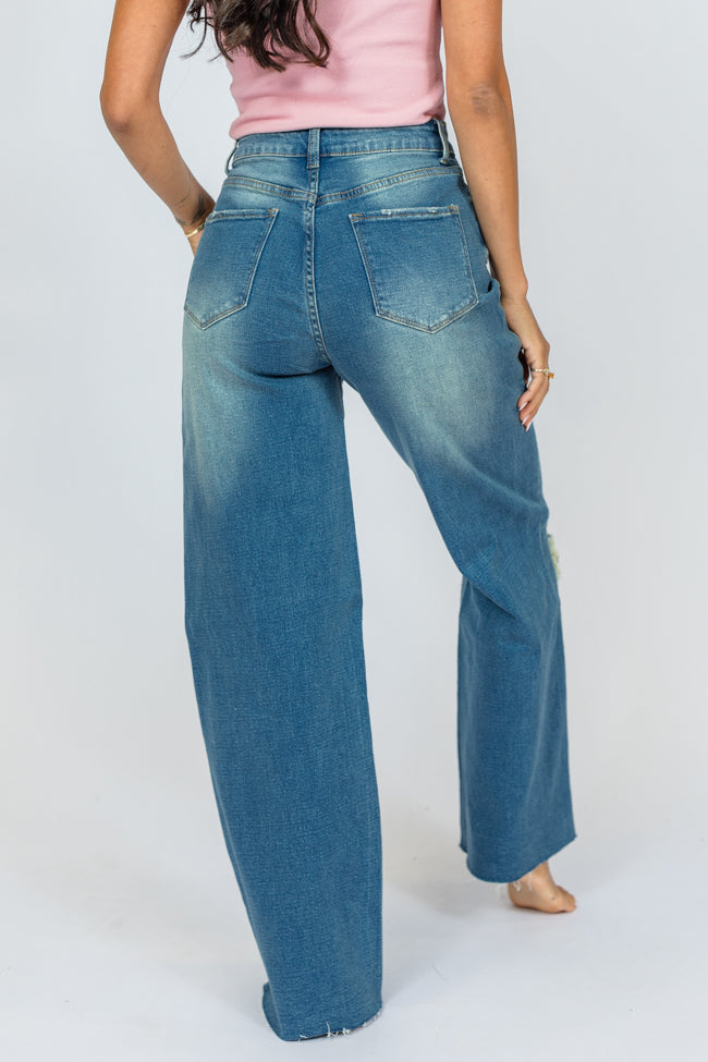 Kelsea Medium Wash Wide Leg Jeans Sale High Quality