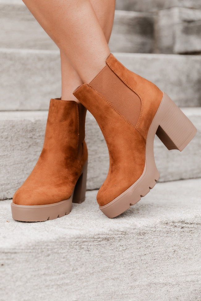 Barbara Camel Suede Platform Booties FINAL SALE Sale Outlet