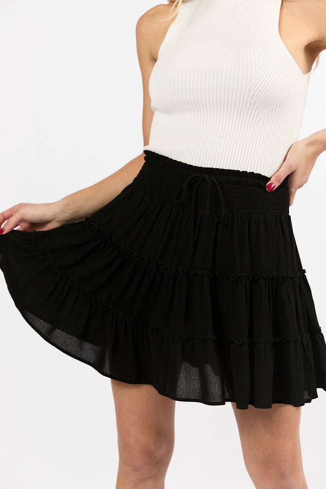 Through The Garden Black Longer Length Solid Mini Skort Cheap Sale Latest Collections