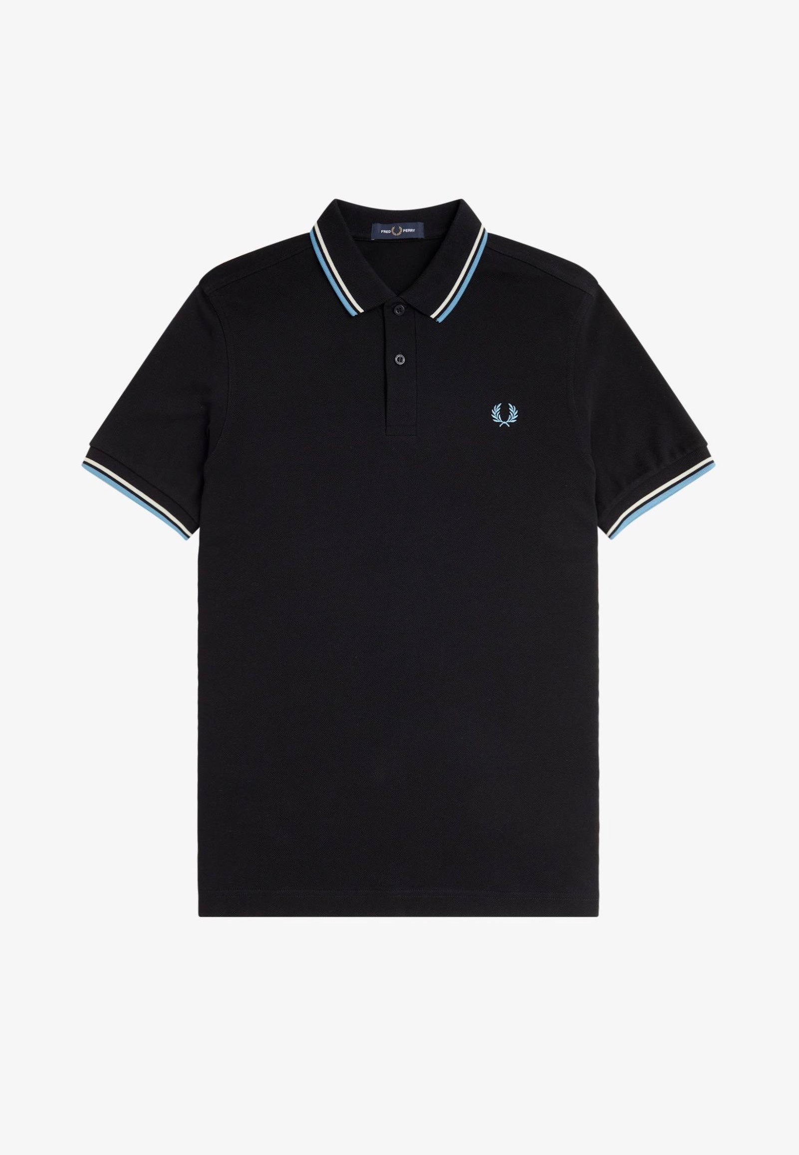 Fred Perry - The Twin Tipped Blk/Ecru/Softblu - Polo Free Shipping Popular