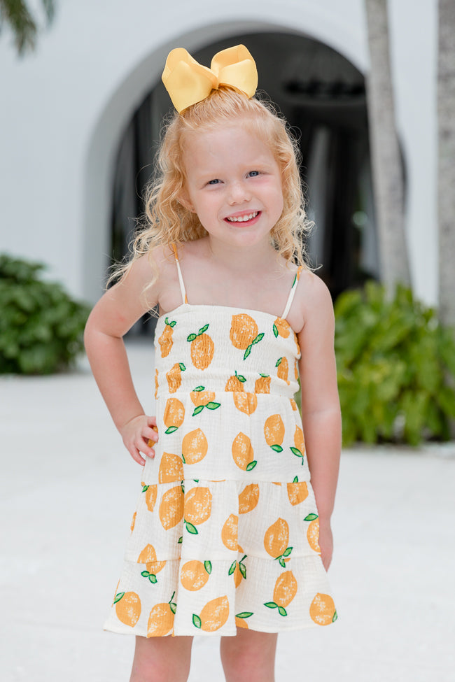 Kid's Tea With You Lemon Printed Gauze Dress