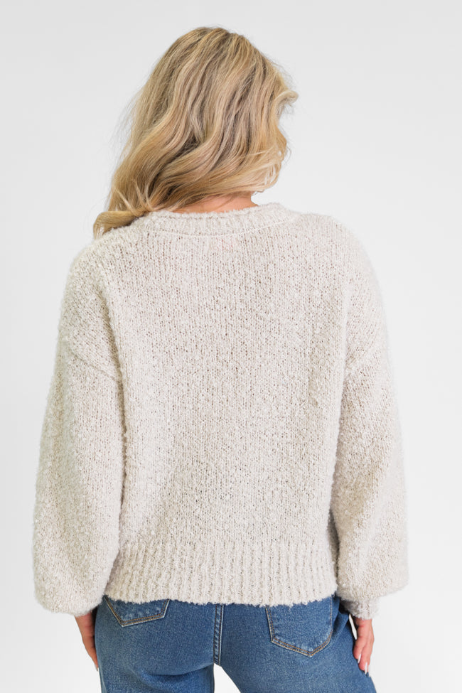 Longer Nights Stone Fuzzy Pocketed Sweater FINAL SALE Sale Online Cheap